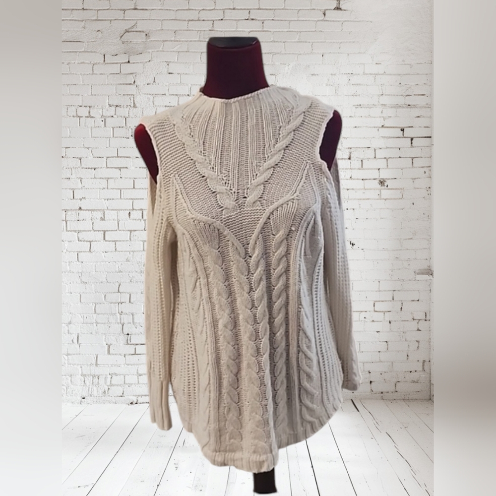 Ivory Cold-Shoulder Sweater, sz S